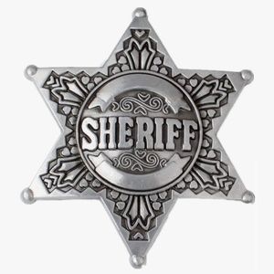 Silver Pewter Western Sheriff Cop Star Badge Belt Buckle Vintage